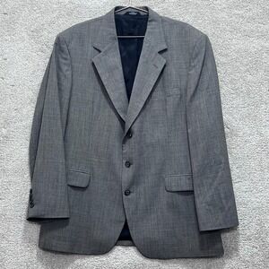 Haggar Clothing Co Men Gray 100%Tosted Wool Plaid Pure Wool Coat Blazer Size 44R